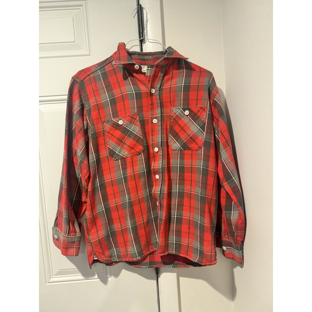 Vintage Winter King Cotton Flannel Shirt Fits Men's M Plaid Long Sleeve Vtg